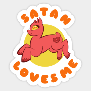 Satan Loves Me Red Sticker